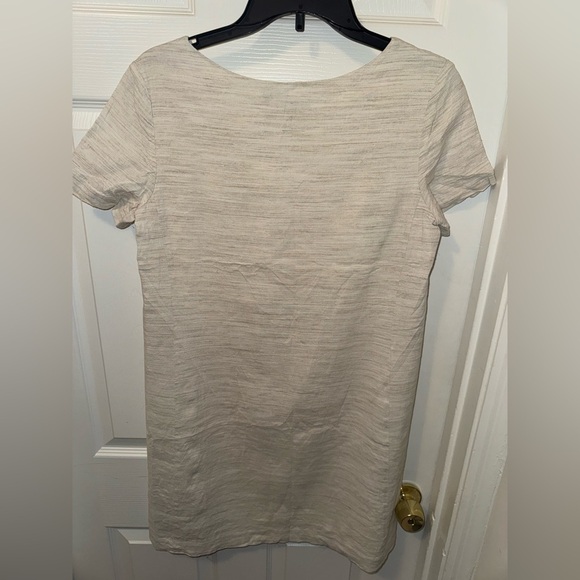 Theory Beige Panel Shift Dress in Sharkskin Crunch Women's Dress Size M - Picture 5 of 8